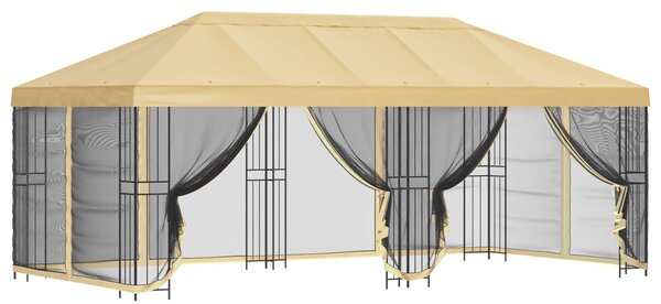 Paviljon s bočnim stranama 6 x 3 m Krem Poliester i čelik 190 - Krem / 6 x 3 m