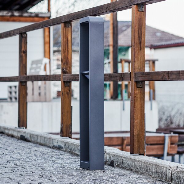 Lindby LED putna svjetiljka Darko, 100cm, siva, metal, IP54, Sivo, Aluminij