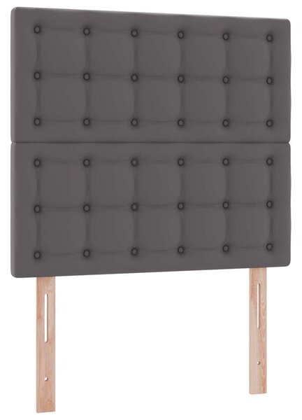 Krevet s od storage s madracem Siva 90 x 200 cm Lažna koža - Siva / 90 x 200 cm