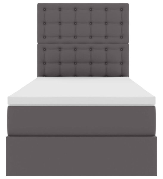 Krevet s od storage s madracem Siva 90 x 200 cm Lažna koža - Siva / 90 x 200 cm