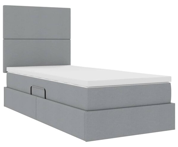 Krevet s prostorom za pohranu s LED-om Svijetlo siva Poliester - Svjetlosiva / 90 x 190 cm