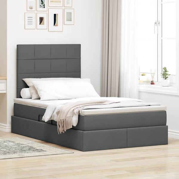 Krevet s madracem i skladištem Tamno siva 120 x 190 cm tkanina - Siva / 120 x 190 cm