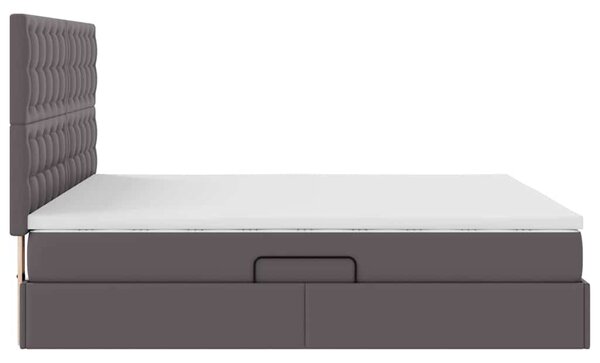 Krevet s od storage s madracem Siva 160 x 200 cm Lažna koža - Siva / 160 x 200 cm