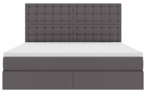 Krevet s od storage s madracem Siva 160 x 200 cm Lažna koža - Siva / 160 x 200 cm