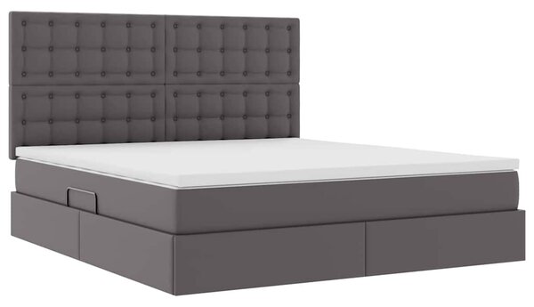 Krevet s od storage s madracem Siva 160 x 200 cm Lažna koža - Siva / 160 x 200 cm