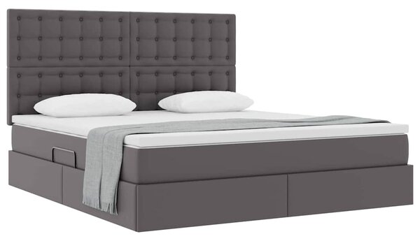 Krevet s od storage s madracem Siva 160 x 200 cm Lažna koža - Siva / 160 x 200 cm