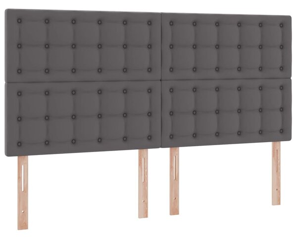 Krevet s od storage s madracem Siva 160 x 200 cm Lažna koža - Siva / 160 x 200 cm