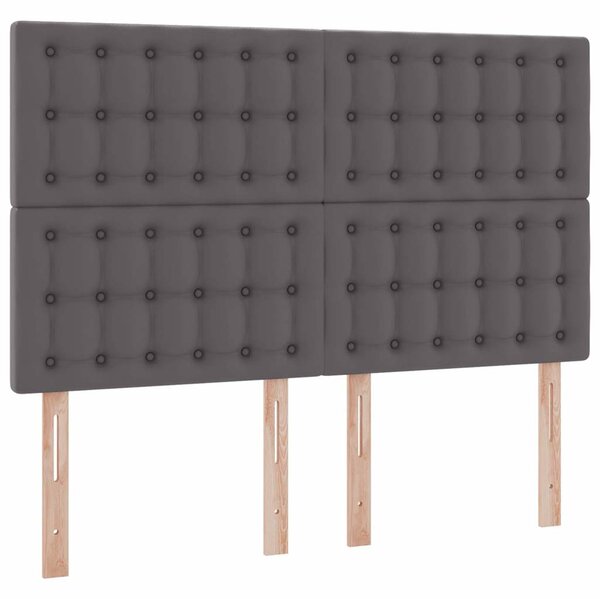 Krevet s od storage s madracem Siva 140 x 190 cm Lažna koža - Siva / 140 x 190 cm