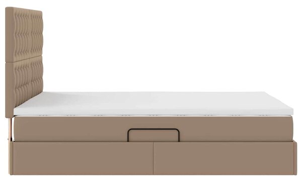 Krevet s od storage s madracem Kapućino 140 x 200 cm Lažna koža - Smeđa / 140 x 200 cm