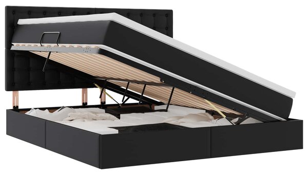 Krevet s od storage s madracem Crna 160 x 200 cm Lažna koža - Crna / 160 x 200 cm