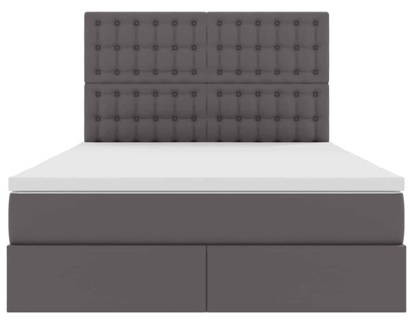 Krevet s od storage s madracem Siva 140 x 190 cm Lažna koža - Siva / 140 x 190 cm