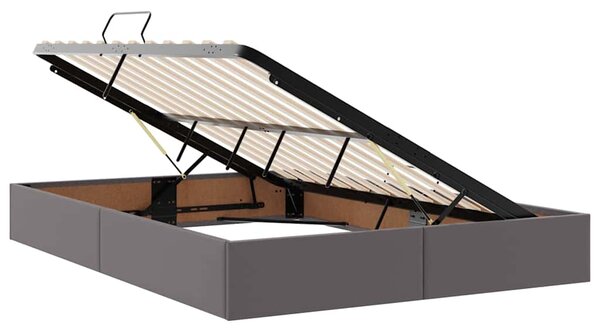 Krevet s od storage s madracem Siva 140 x 190 cm Lažna koža - Siva / 140 x 190 cm
