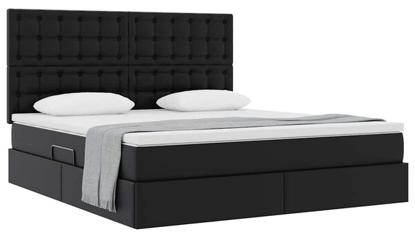 Krevet s od storage s madracem Crna 160 x 200 cm Lažna koža - Crna / 160 x 200 cm