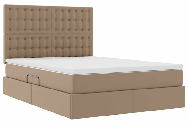 Krevet s od storage s madracem Kapućino 140 x 200 cm Lažna koža - Smeđa / 140 x 200 cm