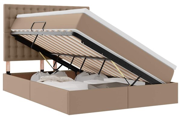 Krevet s od storage s madracem Kapućino 140 x 200 cm Lažna koža - Smeđa / 140 x 200 cm