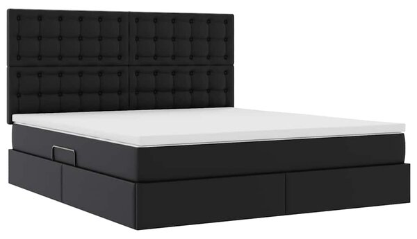 Krevet s od storage s madracem Crna 160 x 200 cm Lažna koža - Crna / 160 x 200 cm