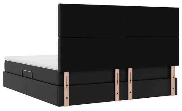Krevet s od storage s madracem Crna 160 x 200 cm Lažna koža - Crna / 160 x 200 cm