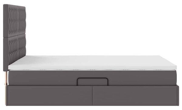Krevet s od storage s madracem Siva 140 x 190 cm Lažna koža - Siva / 140 x 190 cm