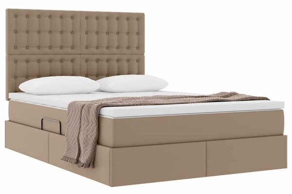 Krevet s od storage s madracem Kapućino 140 x 200 cm Lažna koža - Smeđa / 140 x 200 cm