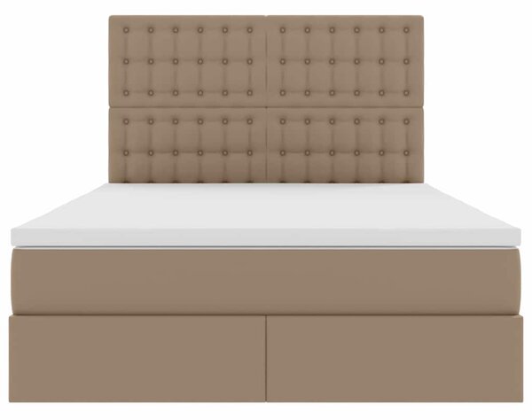 Krevet s od storage s madracem Kapućino 140 x 200 cm Lažna koža - Smeđa / 140 x 200 cm