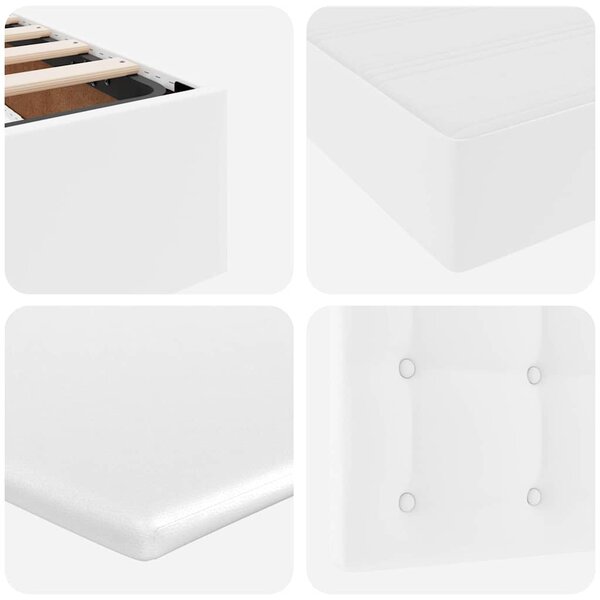 Krevet s od storage Čista bijela 140 x 200 cm Lažna koža - Bijela / 140 x 200 cm