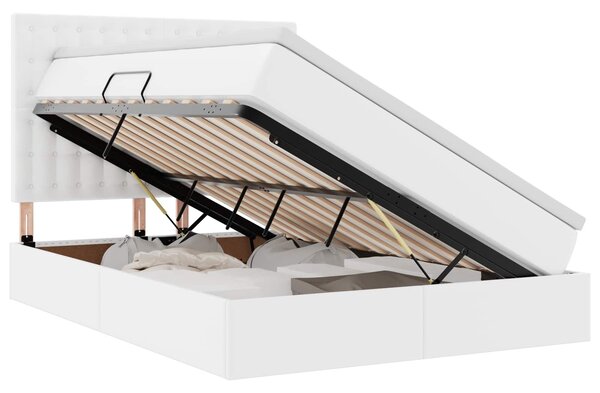 Krevet s od storage Čista bijela 140 x 200 cm Lažna koža - Bijela / 140 x 200 cm