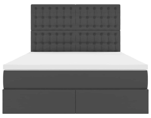 Krevet s od storage s madracem Crna 140 x 200 cm Lažna koža - Crna / 140 x 200 cm