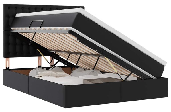 Krevet s od storage s madracem Crna 140 x 200 cm Lažna koža - Crna / 140 x 200 cm