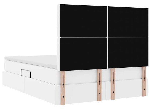 Krevet s od storage Čista bijela 140 x 200 cm Lažna koža - Bijela / 140 x 200 cm