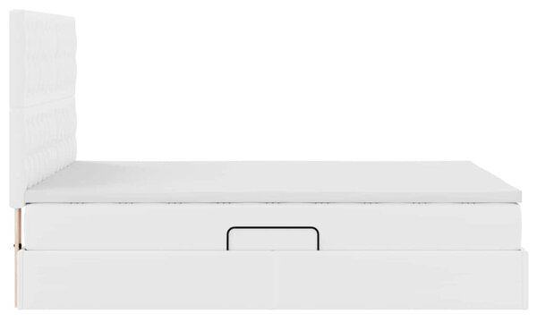Krevet s od storage Čista bijela 140 x 200 cm Lažna koža - Bijela / 140 x 200 cm