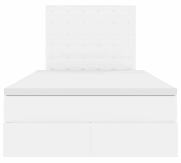 Krevet s od storage Čista bijela 120 x 200 cm Lažna koža - Bijela / 120 x 200 cm