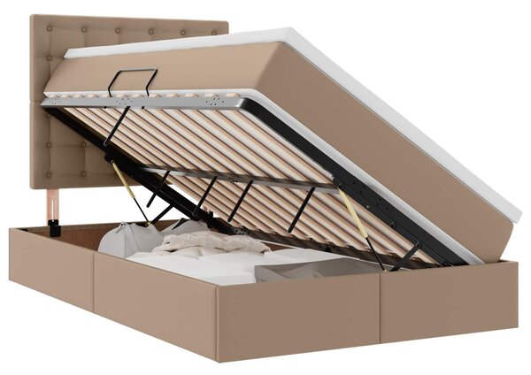Krevet s od storage s madracem Kapućino 120 x 200 cm Lažna koža - Smeđa / 120 x 200 cm