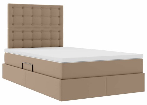 Krevet s od storage s madracem Kapućino 120 x 200 cm Lažna koža - Smeđa / 120 x 200 cm