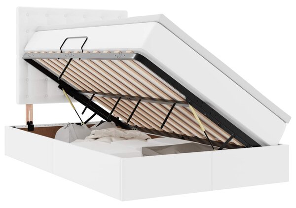 Krevet s od storage Čista bijela 120 x 200 cm Lažna koža - Bijela / 120 x 200 cm