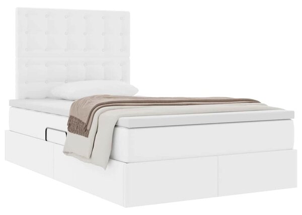 Krevet s od storage Čista bijela 120 x 200 cm Lažna koža - Bijela / 120 x 200 cm