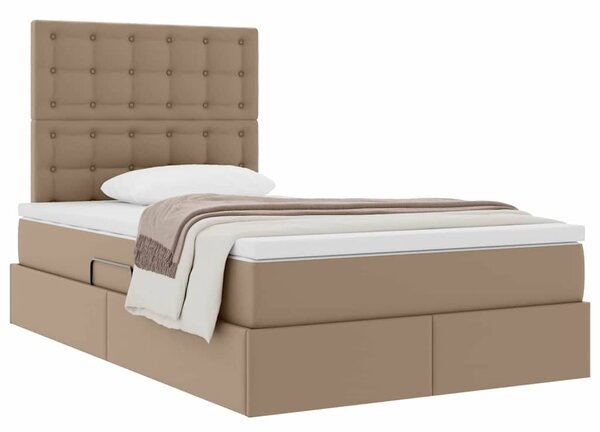 Krevet s od storage s madracem Kapućino 120 x 200 cm Lažna koža - Smeđa / 120 x 200 cm