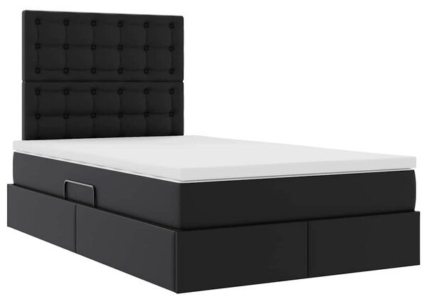Krevet s od storage s madracem Crna 120 x 200 cm Lažna koža - Crna / 120 x 200 cm