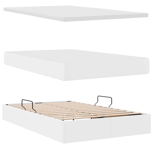 Krevet s od storage Čista bijela 120 x 200 cm Lažna koža - Bijela / 120 x 200 cm