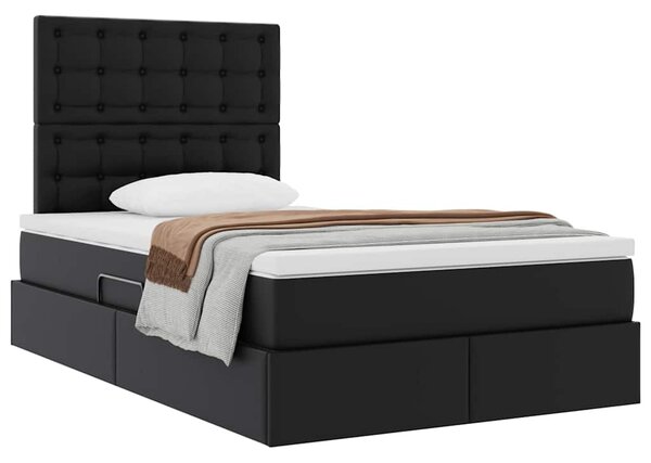 Krevet s od storage s madracem Crna 120 x 200 cm Lažna koža - Crna / 120 x 200 cm