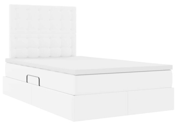 Krevet s od storage Čista bijela 120 x 200 cm Lažna koža - Bijela / 120 x 200 cm