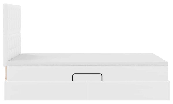 Krevet s od storage Čista bijela 120 x 200 cm Lažna koža - Bijela / 120 x 200 cm