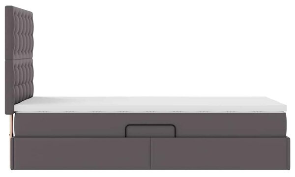 Krevet s od storage s madracem Siva 90 x 200 cm Lažna koža - Siva / 90 x 200 cm