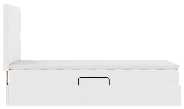 Krevet s od storage Čista bijela 90 x 200 cm Lažna koža - Bijela / 90 x 200 cm