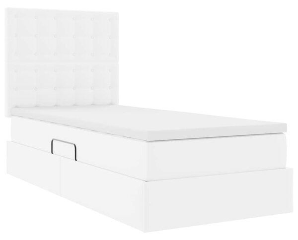 Krevet s od storage Čista bijela 90 x 200 cm Lažna koža - Bijela / 90 x 200 cm