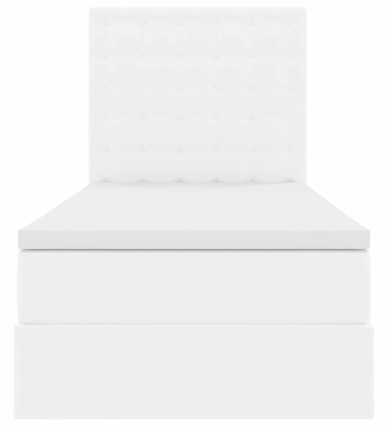 Krevet s od storage Čista bijela 90 x 200 cm Lažna koža - Bijela / 90 x 200 cm