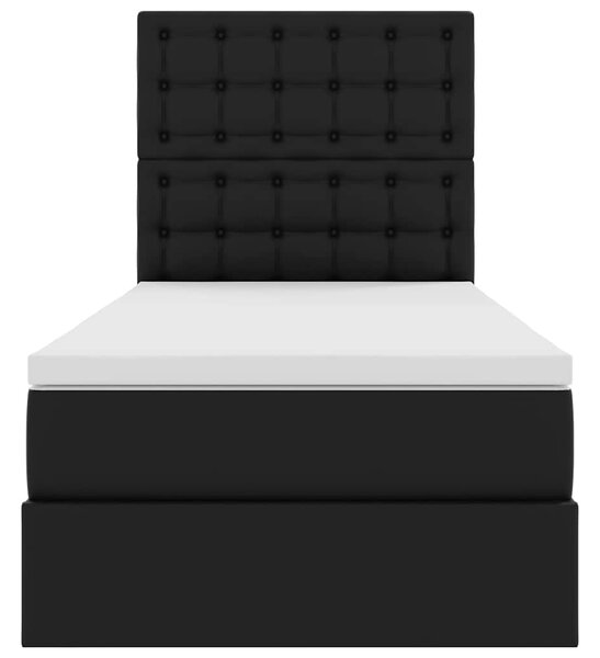 Krevet s od storage s madracem Crna 90 x 190 cm Lažna koža - Crna / 90 x 190 cm