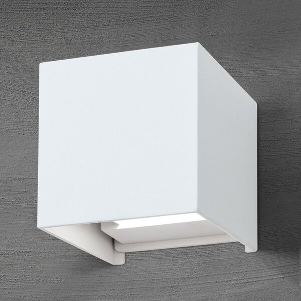 ORION LED vanjska zidna svjetiljka Cube, bijela, metalna, 10 cm, gore/dolje, Bijela, Metal, Zidna utičnica iznad/dolje
