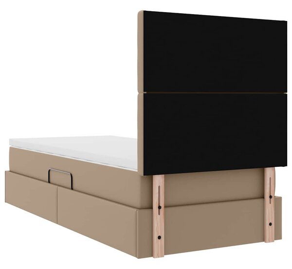 Krevet s od storage s madracem Kapućino 90 x 190 cm Lažna koža - Smeđa / 90 x 190 cm