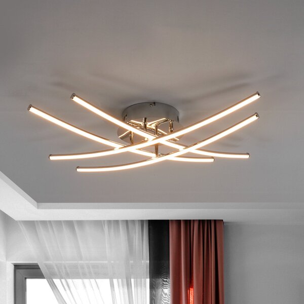 Lindby LED stropna svjetiljka Yael, boja krom, metal, dužina 67 cm, Metalik, Kuhinja, Metal
