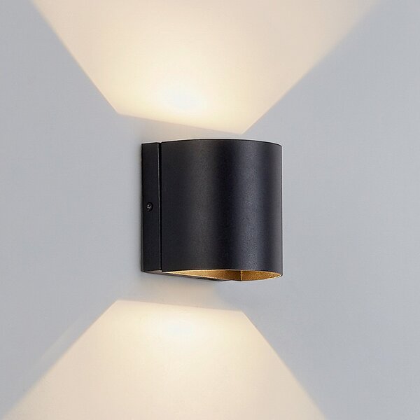 Lindby Gladis LED vanjska zidna svjetiljka, Crno, Metal
